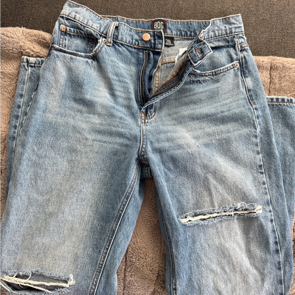 BDG Urban Outfitters Straight Light Blue Ripped Jeans